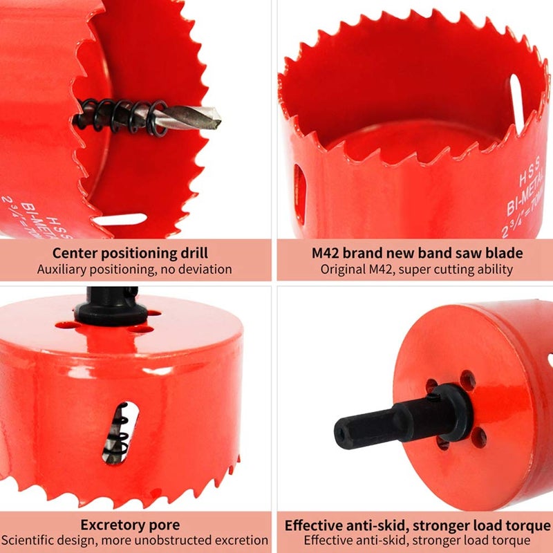 Laiwei Hole Saw Drill Bit LAIWEI HSS Hole Cutter with Arbor for Wood,PVC Board and Plasterboard(4-1/8"(105mm Hole Saw)) - Image 4